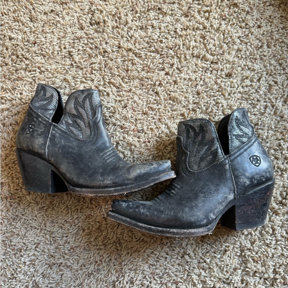 Ariat Gray Western Ankle Booties with Chunky Heel